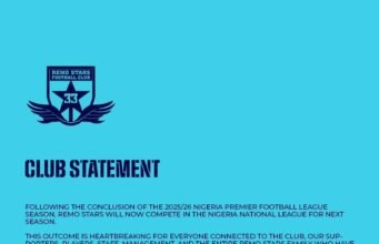Remo Stars mengeluarkan pernyataan pertama setelah degradasi NPFL