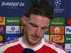 “Sangat menyedihkan kalah di final Liga Champions melalui adu penalti” – Gelandang Arsenal Declan Rice (Video)