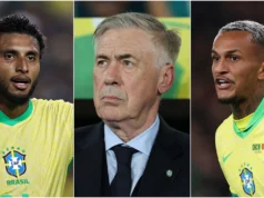 Brasil asuhan Carlo Ancelotti mengalami kemunduran cedera pertama menjelang Piala Dunia saat Wesley digantikan oleh Ederson dari Man United