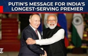 Donald Trump mengucapkan selamat kepada Narendra Modi, Perdana Menteri India yang ‘paling lama menjabat’, dan menyebutnya sebagai ‘orang yang kuat, sehat, dan bijaksana’