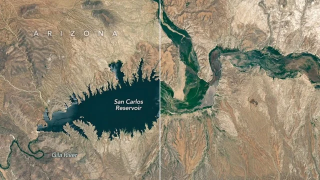 Waduk Arizona hampir lenyap setelah tumpukan salju yang runtuh memicu