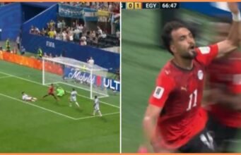Mostafa Ziko mencetak gol untuk Mesir melawan Argentina